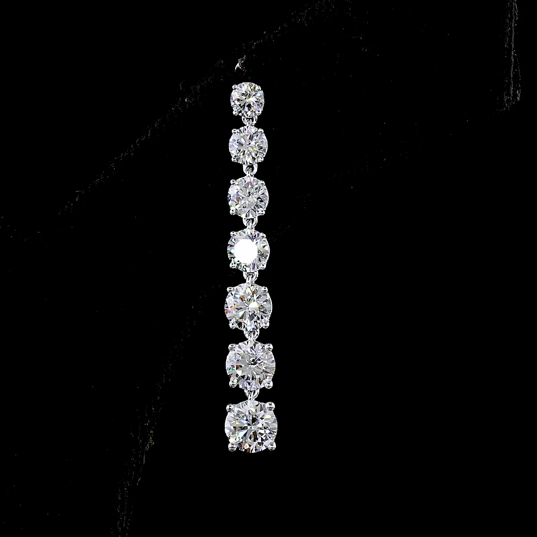 4.25 Cts 14k White Gold Round Shape Hanging Earring - Image 3