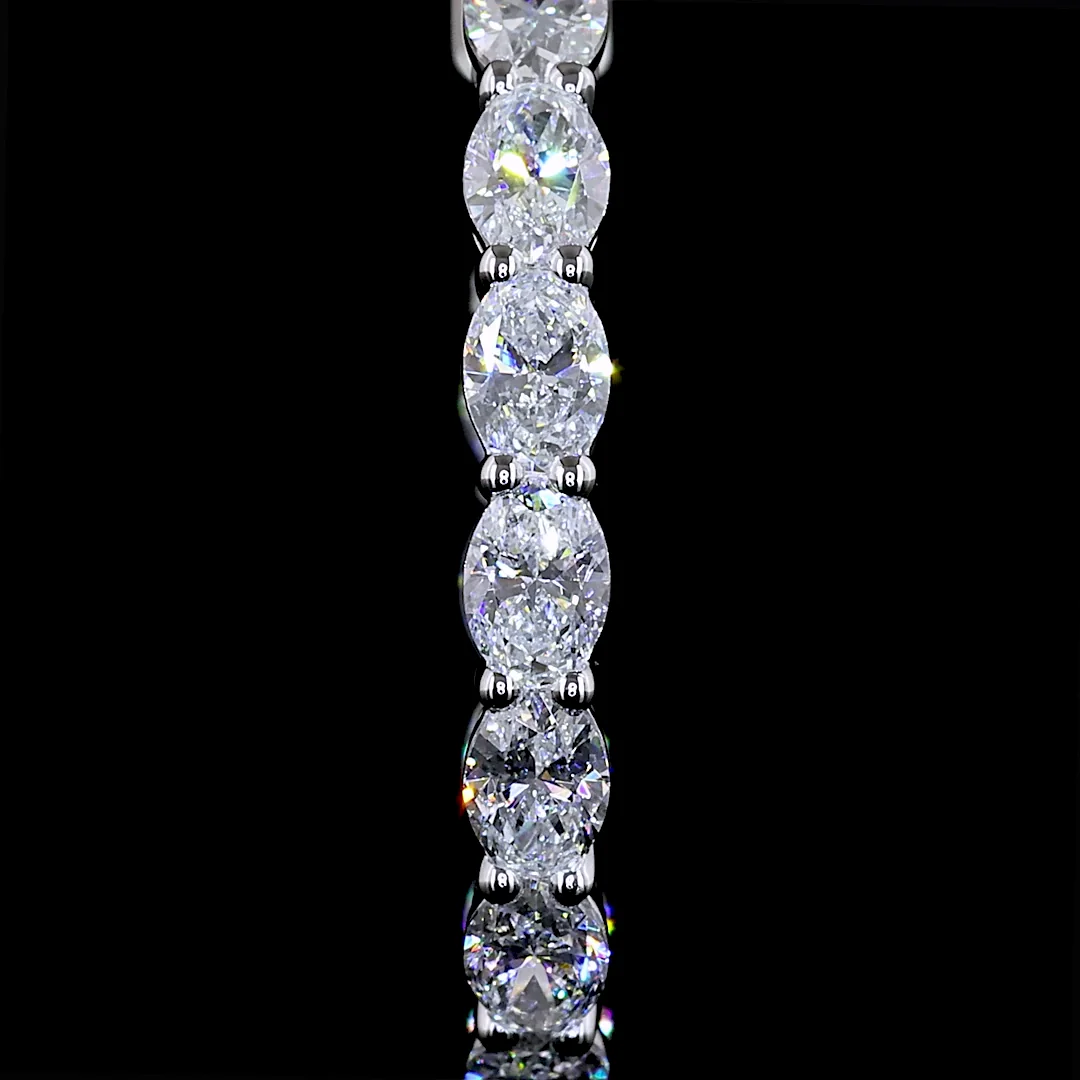 2.72 Cts 14k White Gold Oval Shape Hoops Earring - Image 3