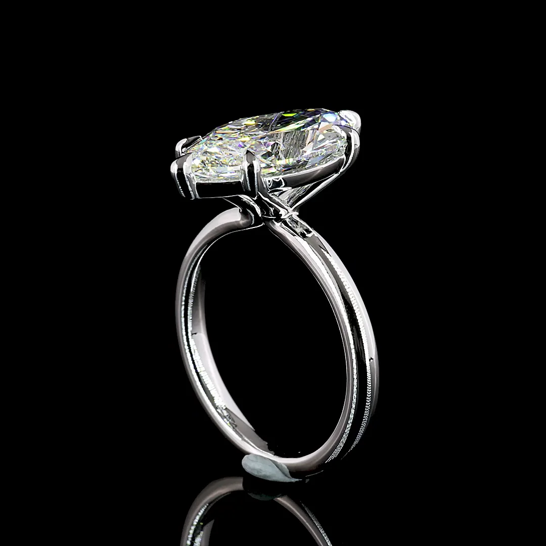 5.11 Cts 14k White Gold Marquise Shape Solitaire Ring - Image 2