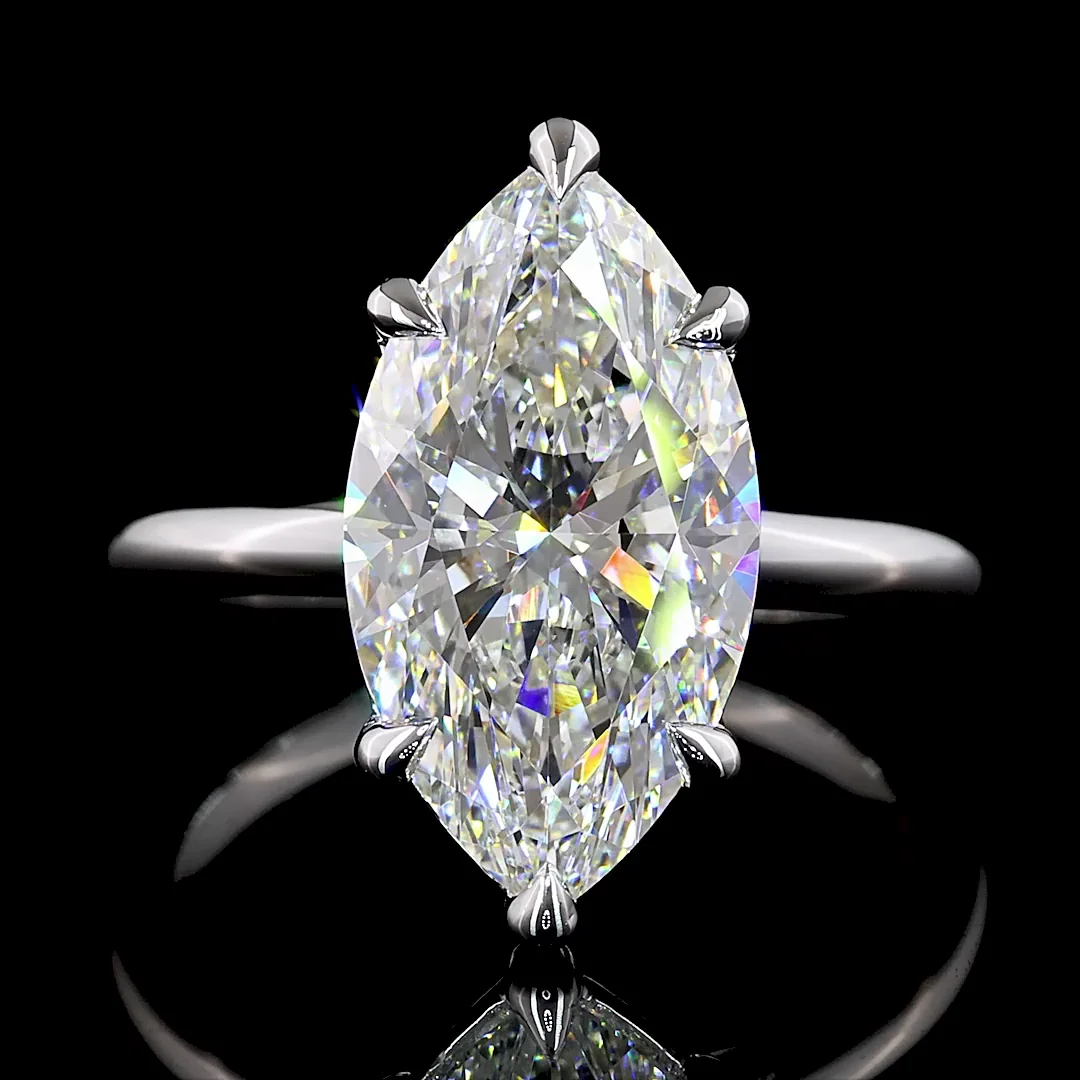 5.11 Cts 14k White Gold Marquise Shape Solitaire Ring - Image 3