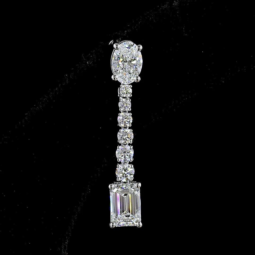 4.98 Cts 14k White Gold Mix Shape Hanging Earring - Image 3