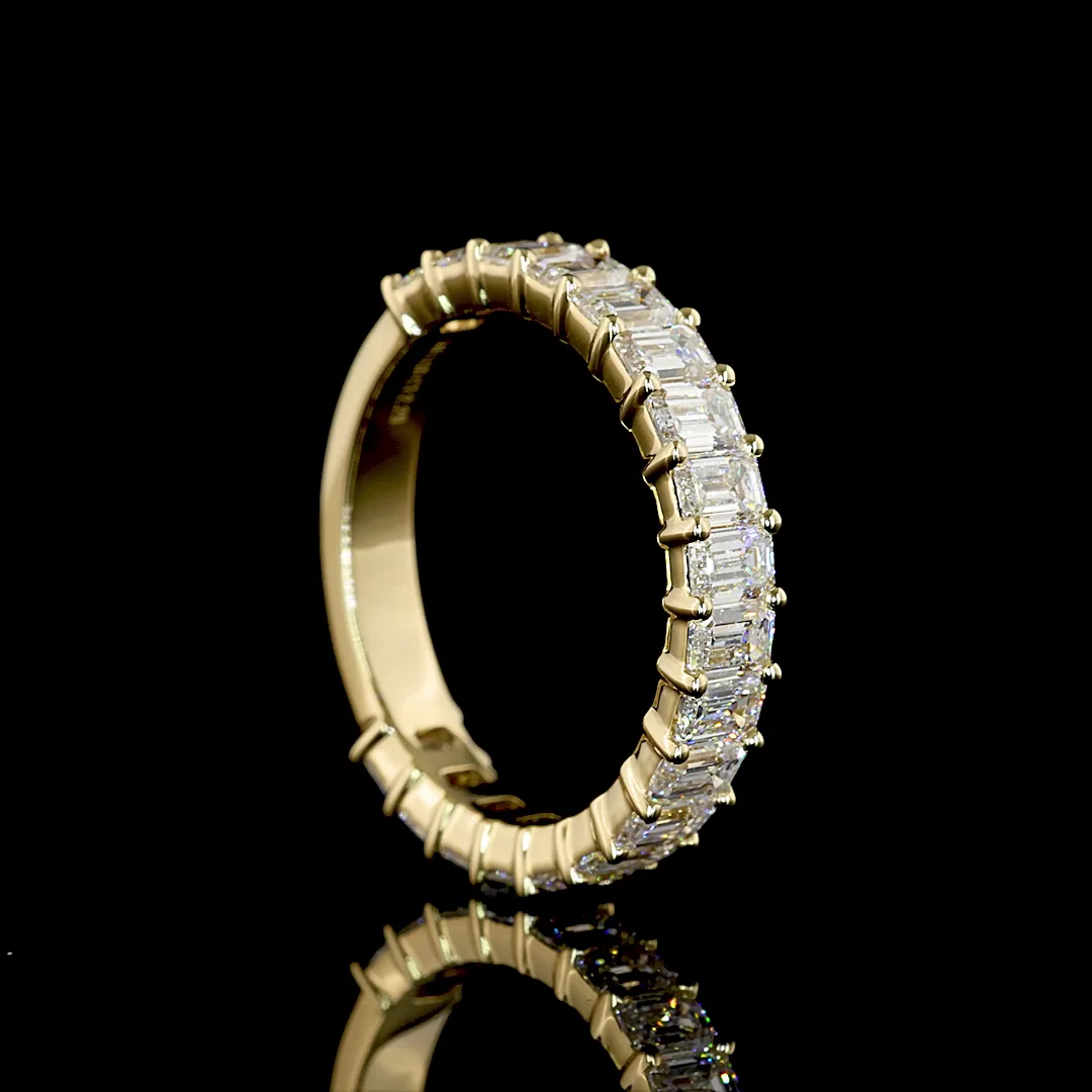 2.28 Cts 14k Yellow Gold Emerald Shape 3/4 Band Eternity Band - Image 2