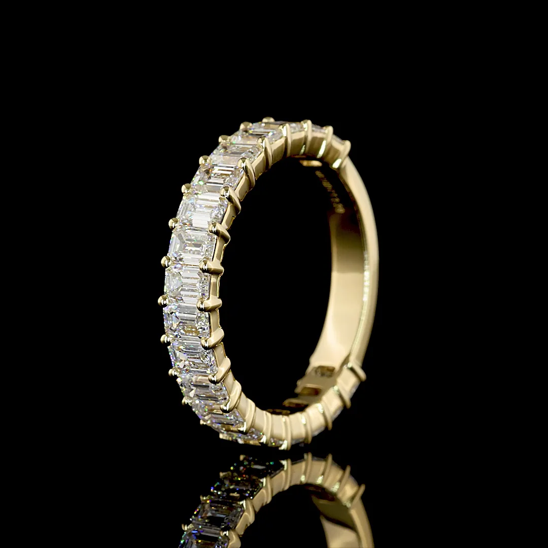 2.28 Cts 14k Yellow Gold Emerald Shape 3/4 Band Eternity Band - Image 4