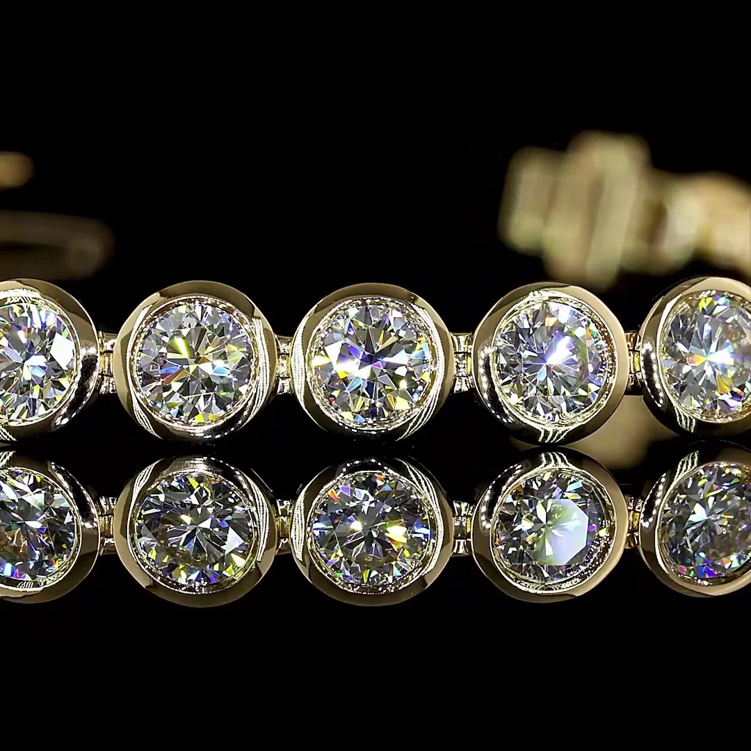 6.78 Cts 14k Yellow Gold Round Shape Tennis Bracelet - Image 2