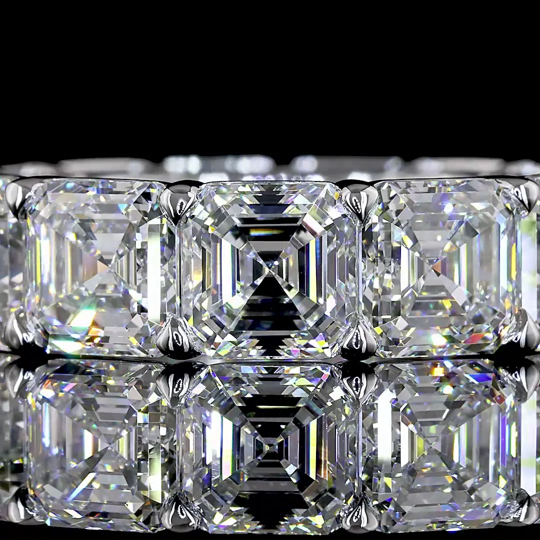 13.25 Cts 14k White Gold Asscher Shape Eternity Band Eternity Band - Image 3