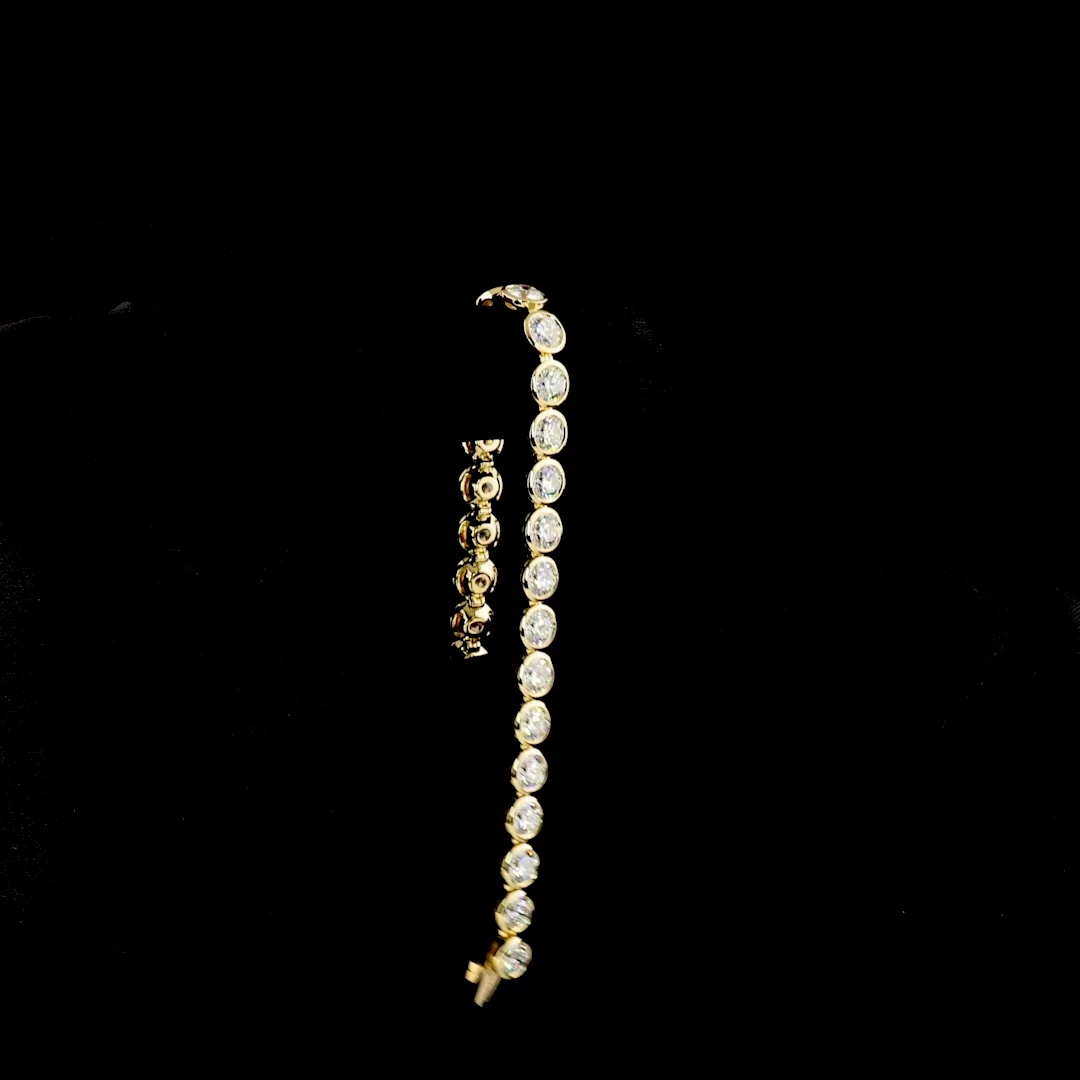 13.42 Cts 14k Yellow Gold Round Shape Tennis Bracelet - Image 3