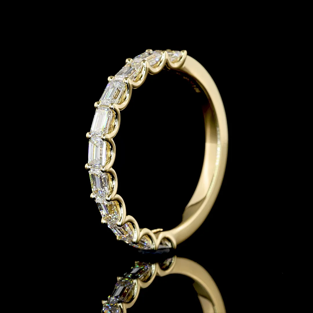 1.06 Cts 14k Yellow Gold Emerald Shape Half Eternity Eternity Band - Image 4