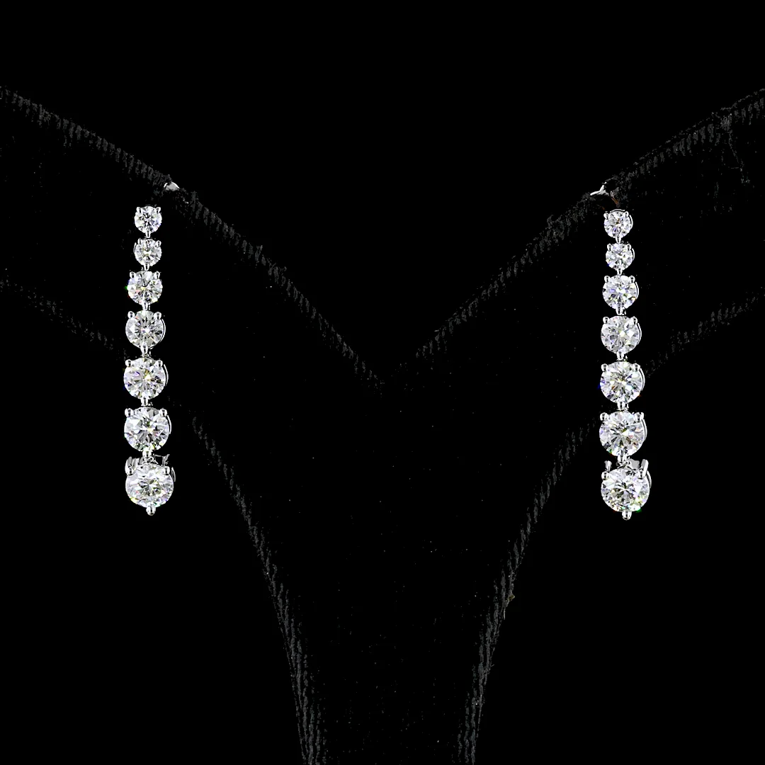 2.29 Cts 14k White Gold Round Shape Hanging Earring - Video