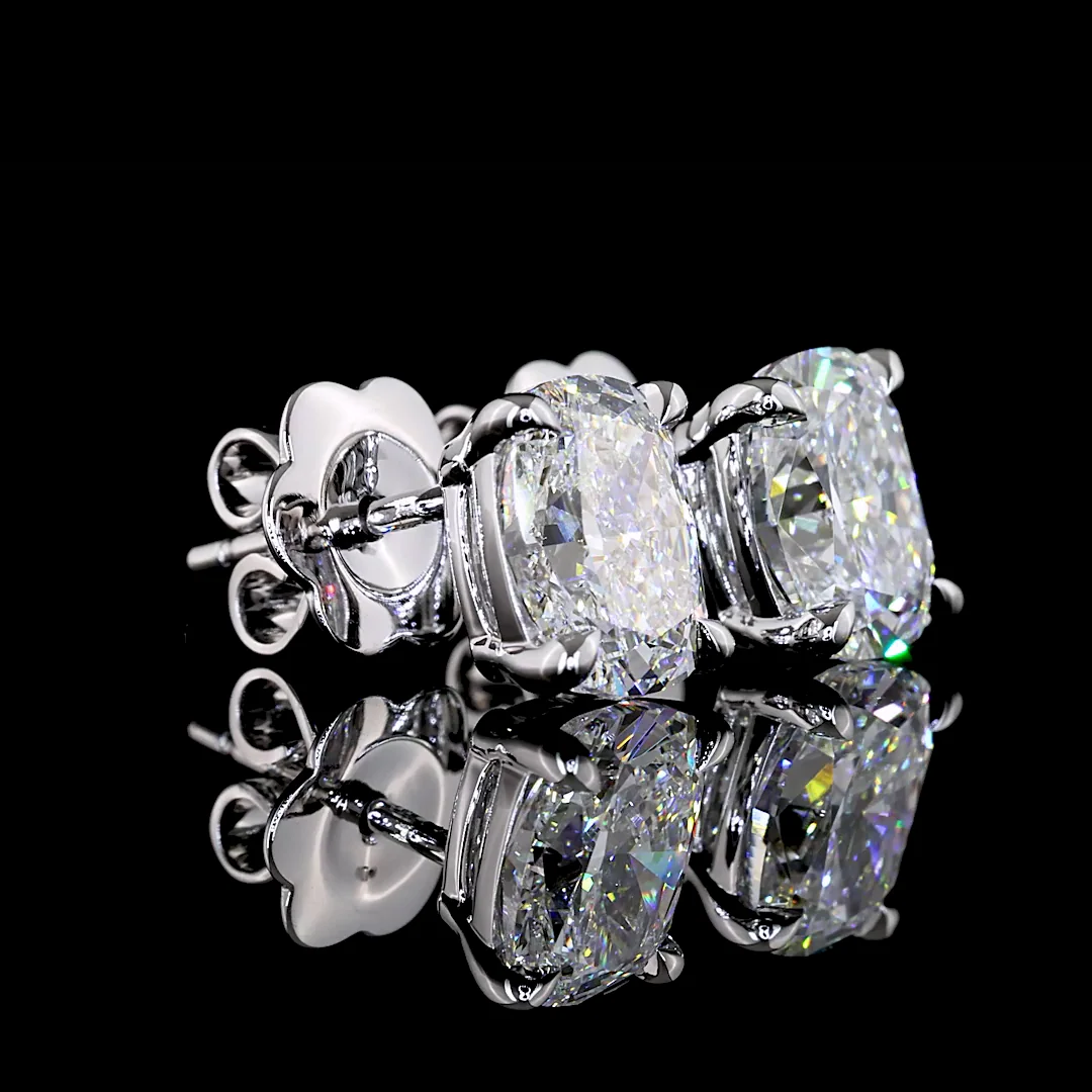 2.46 Cts 14k White Gold Cushion Brilliant Shape Studs Earring - Image 2