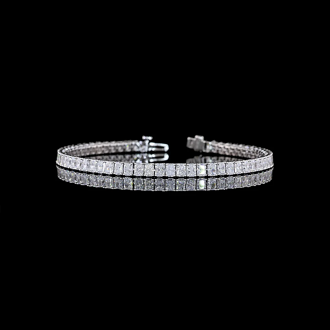 7.42 Cts 14k White Gold Radiant Shape Tennis Bracelet - Video