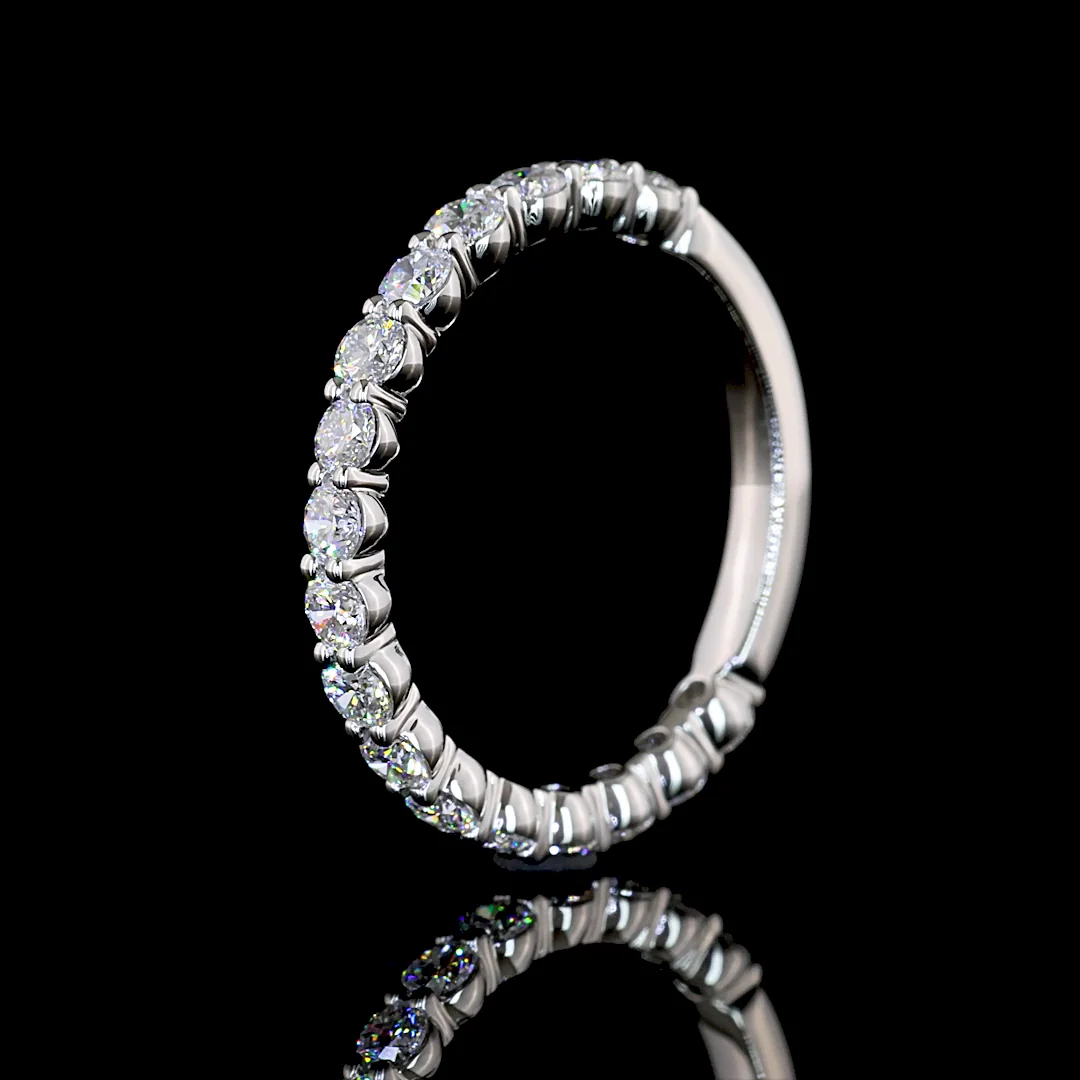 0.9 Cts Platinum Round Shape 3/4 Band Eternity Band - Image 4