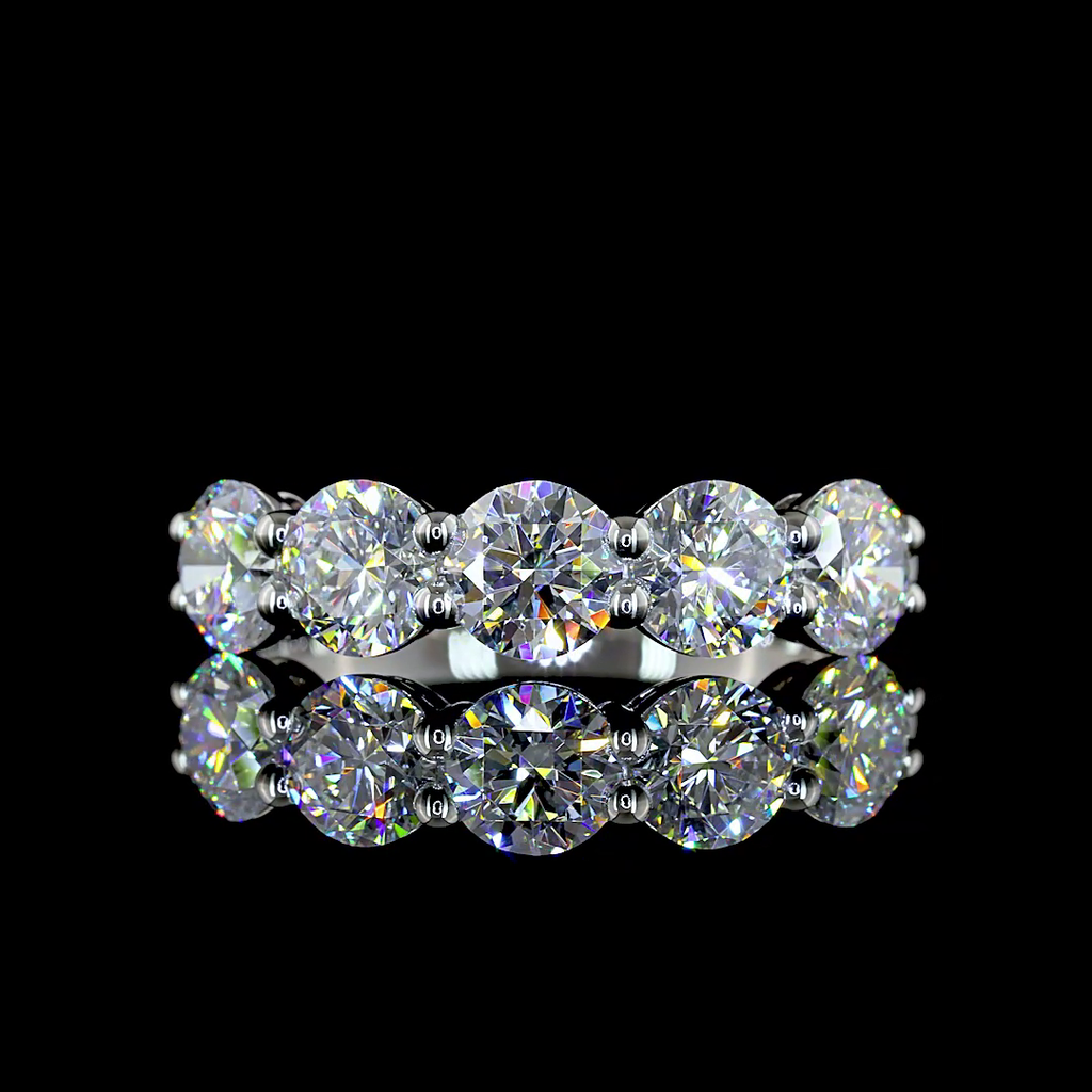 1.94 Cts Platinum Round Shape 5 Stones Eternity Band - Video