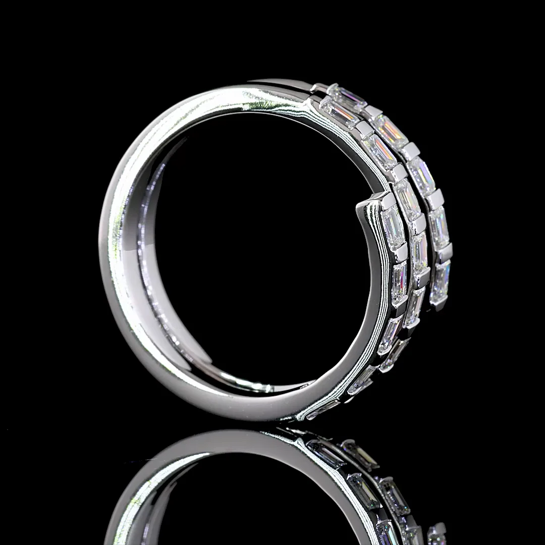 0.96 Cts 14k White Gold Emerald Shape Special Eternity Band - Image 2
