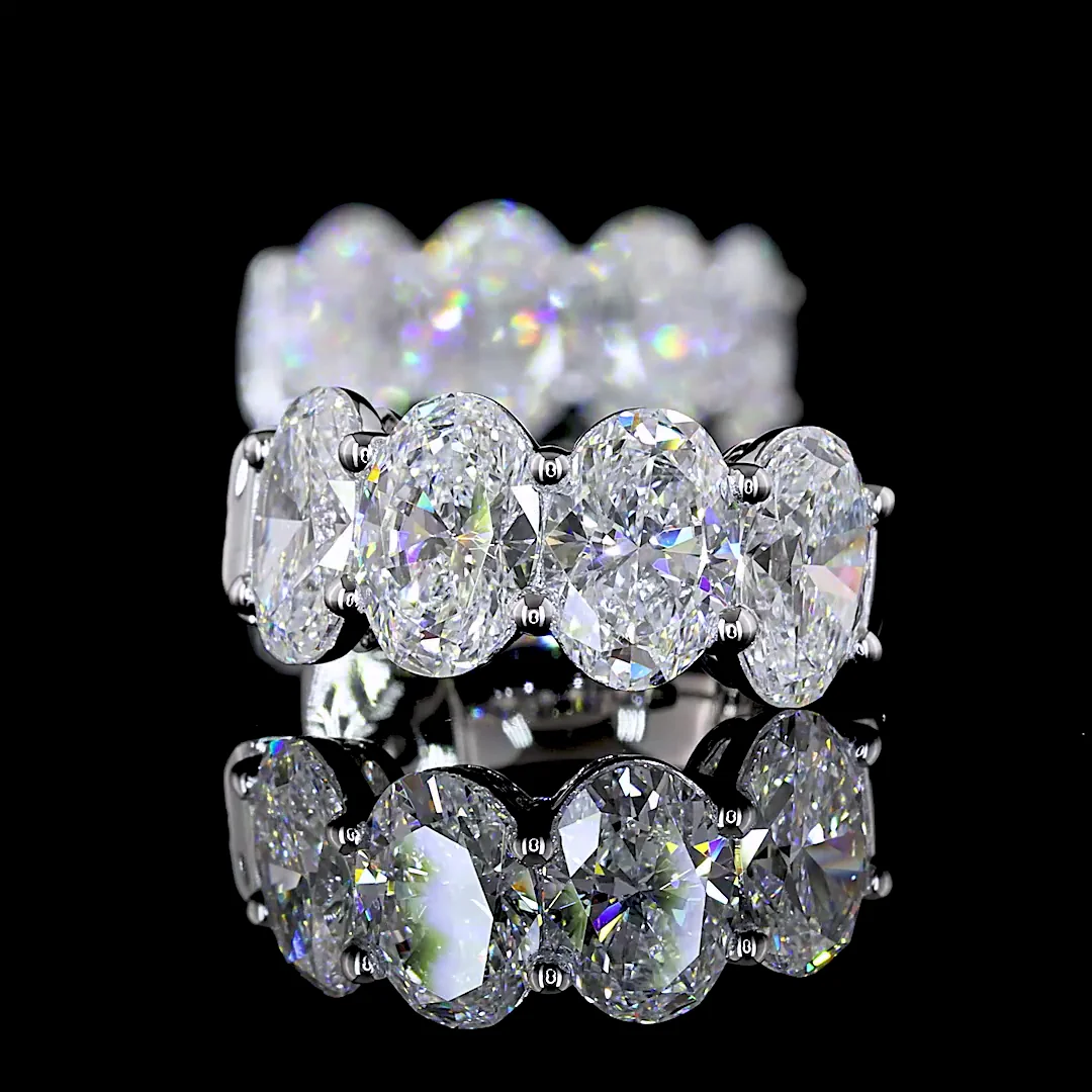 3.53 Cts 14k White Gold Oval Shape Huggies Earring - Image 2