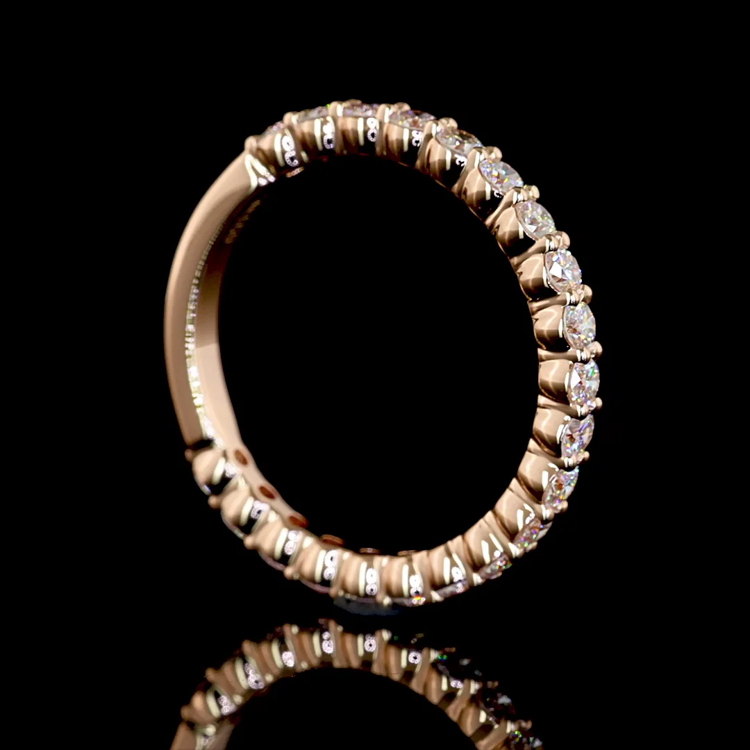 0.73 Cts 14k Rose Gold Round Shape 3/4 Band Eternity Band - Image 2