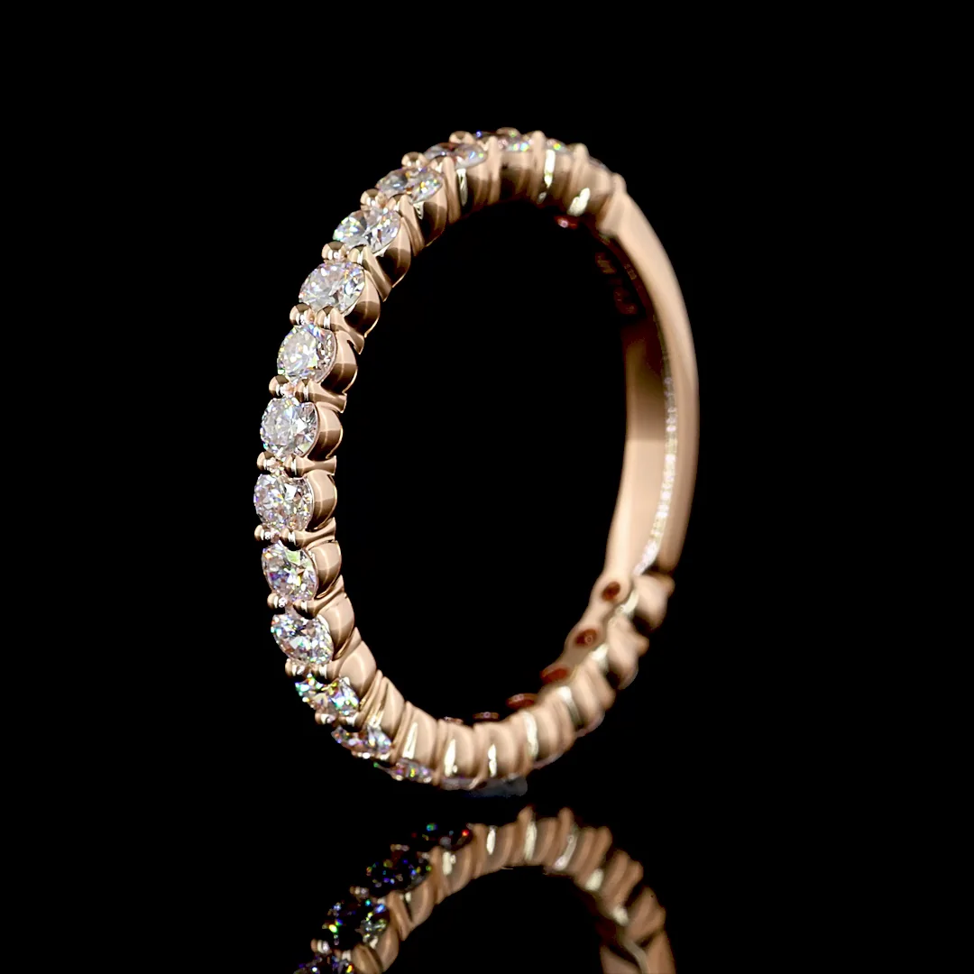 0.73 Cts 14k Rose Gold Round Shape 3/4 Band Eternity Band - Image 4