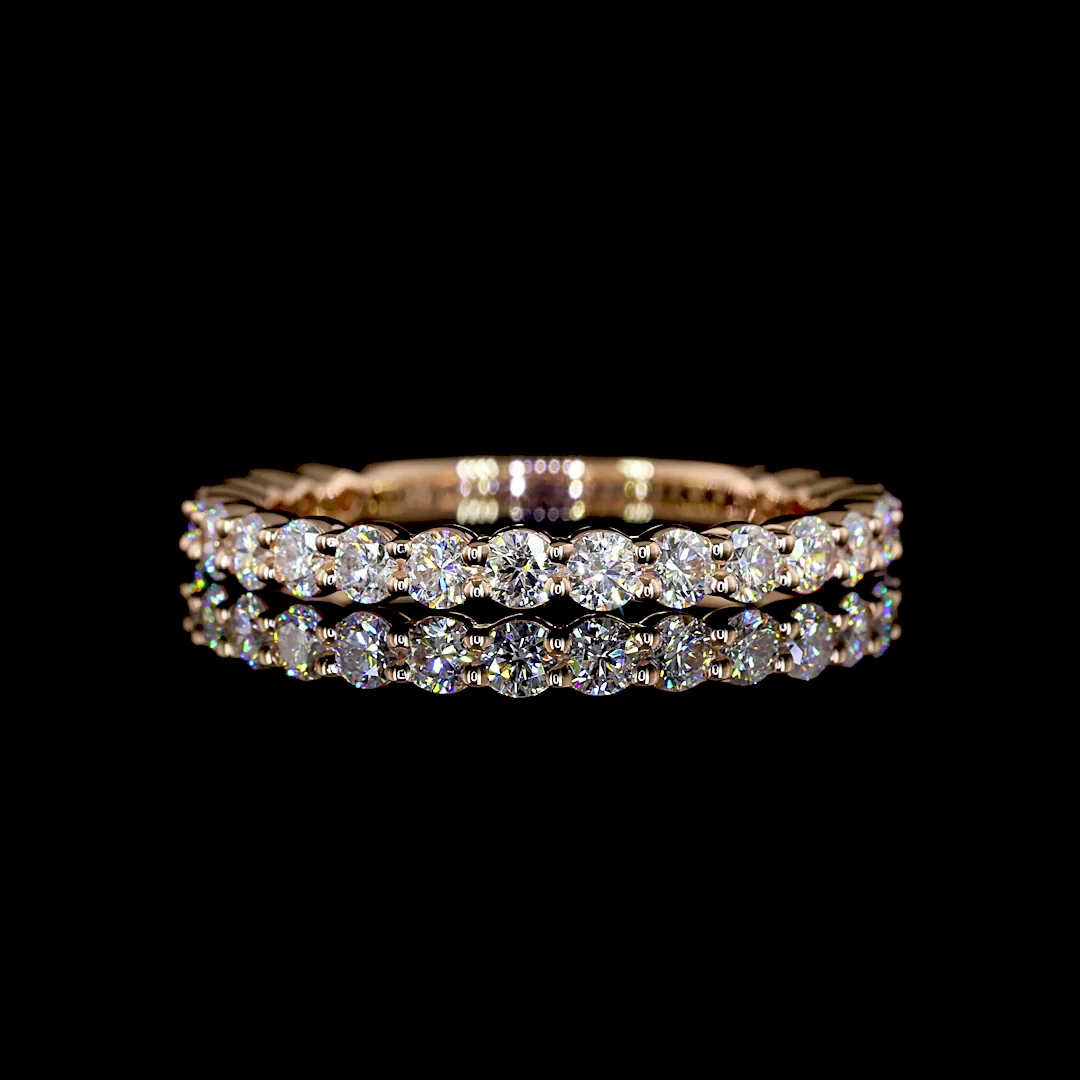 0.73 Cts 14k Rose Gold Round Shape 3/4 Band Eternity Band - Video