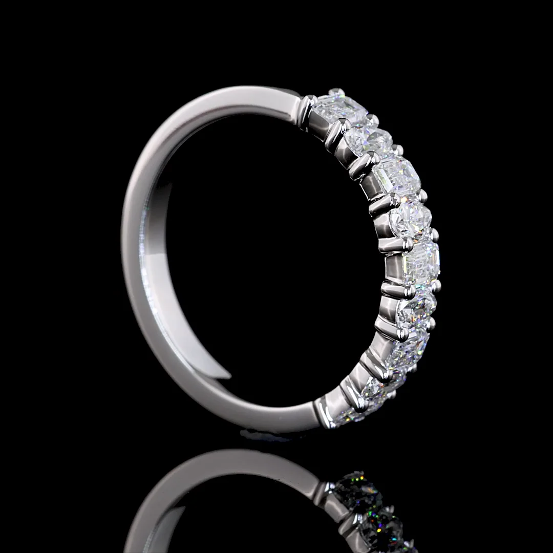 0.91 Cts 14k White Gold Mix Shape 3/4 Band Eternity Band - Image 2