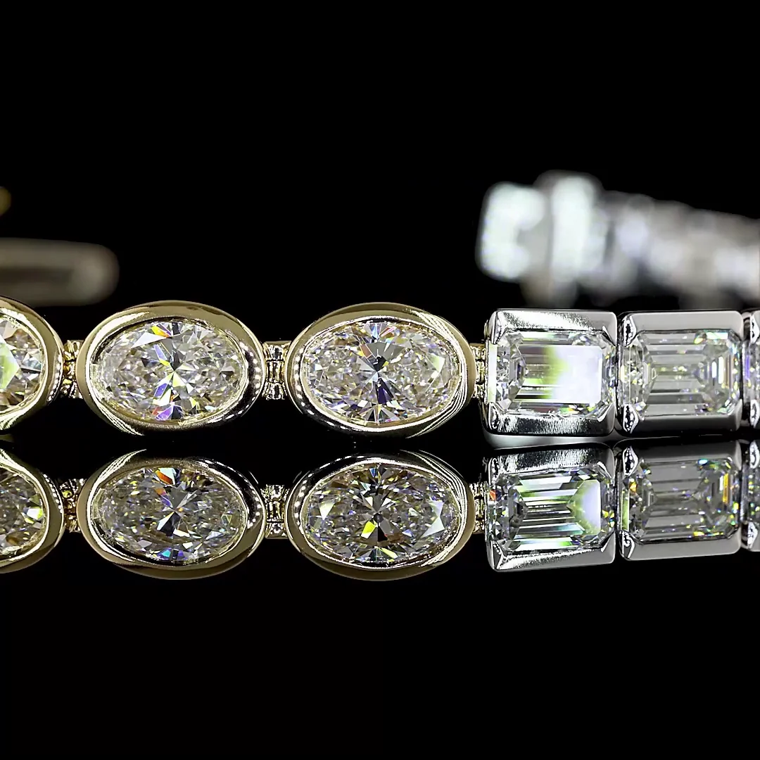 8.84 Cts 14k Two Tone Mix Shape Tennis Bracelet - Image 2