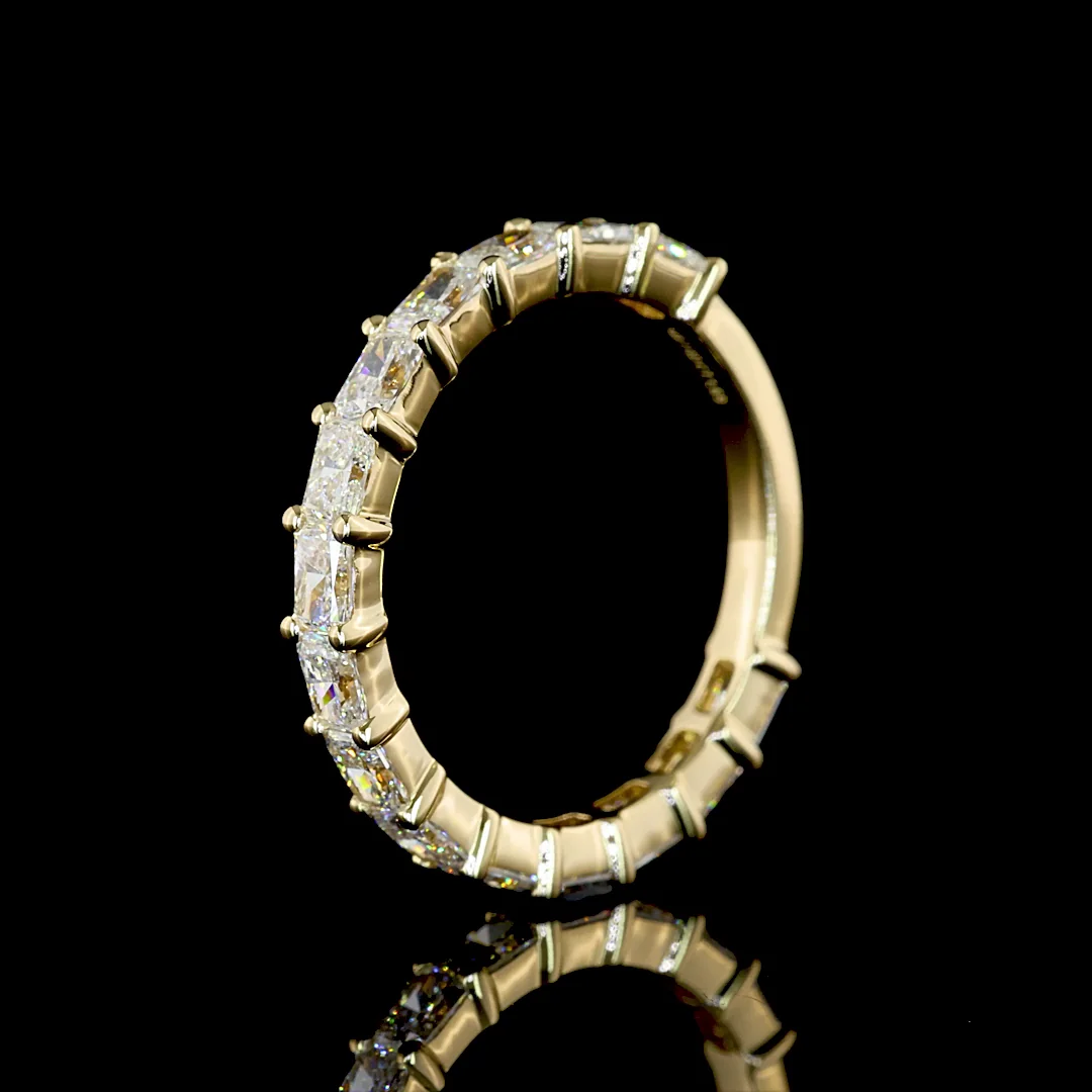 1.69 Cts 14k Yellow Gold Radiant Shape 3/4 Band Eternity Band - Image 4