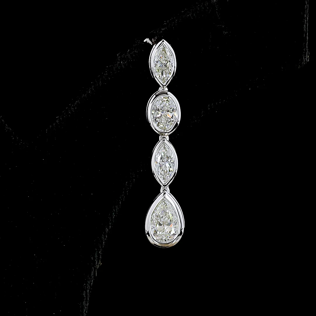 3.32 Cts 14k White Gold Mix Shape Hanging Earring - Image 3