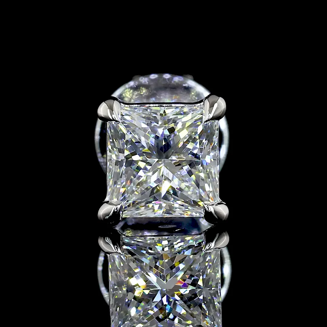 1.07 Cts 14k White Gold Princess Shape Studs Earring - Image 3