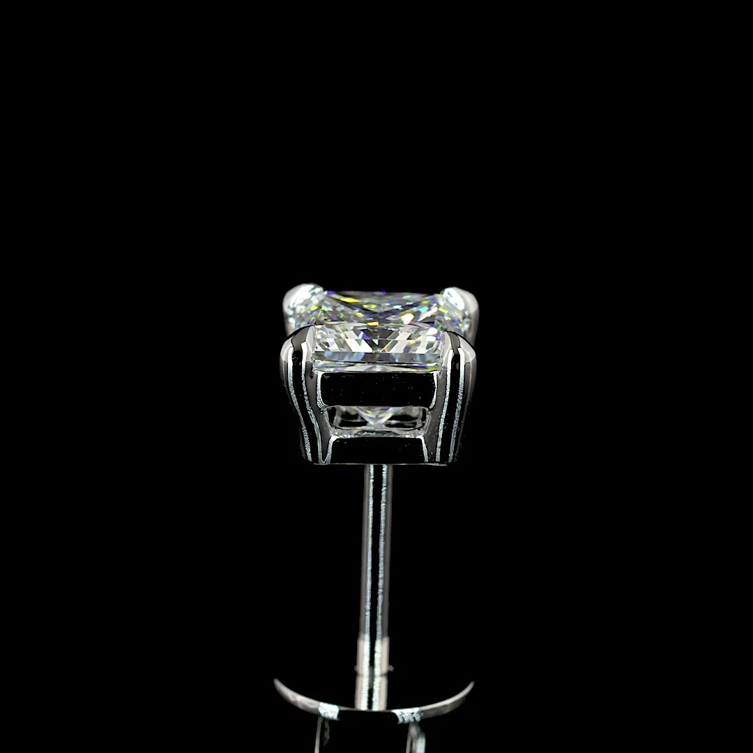 1.07 Cts 14k White Gold Princess Shape Studs Earring - Image 4