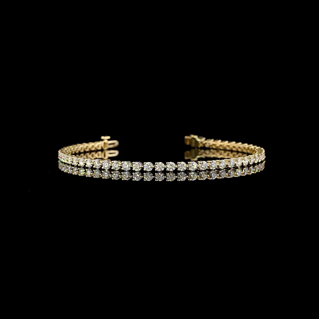 5.52 Cts 14k Yellow Gold Round Shape Tennis Bracelet - Video