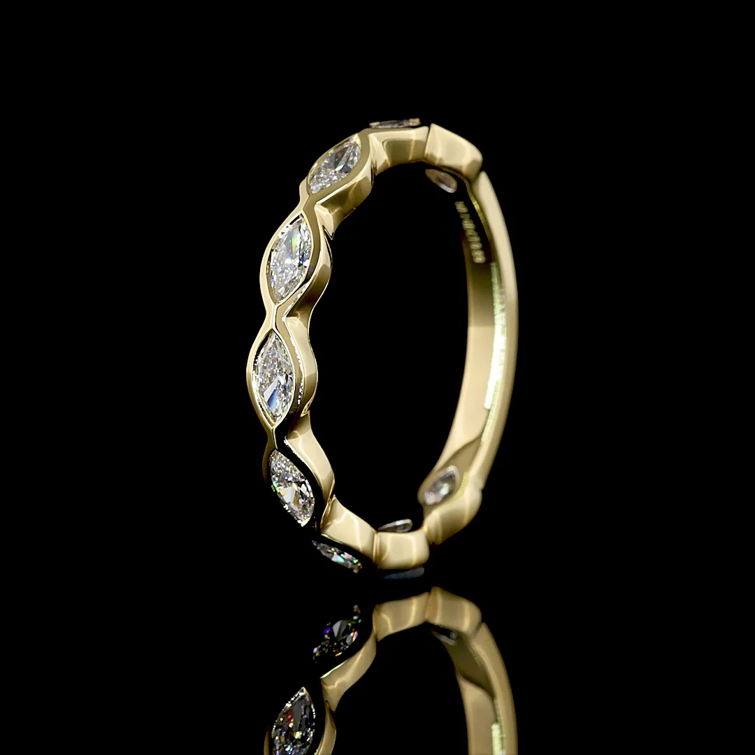 0.69 Cts 14k Yellow Gold Marquise Shape 3/4 Band Eternity Band - Image 4