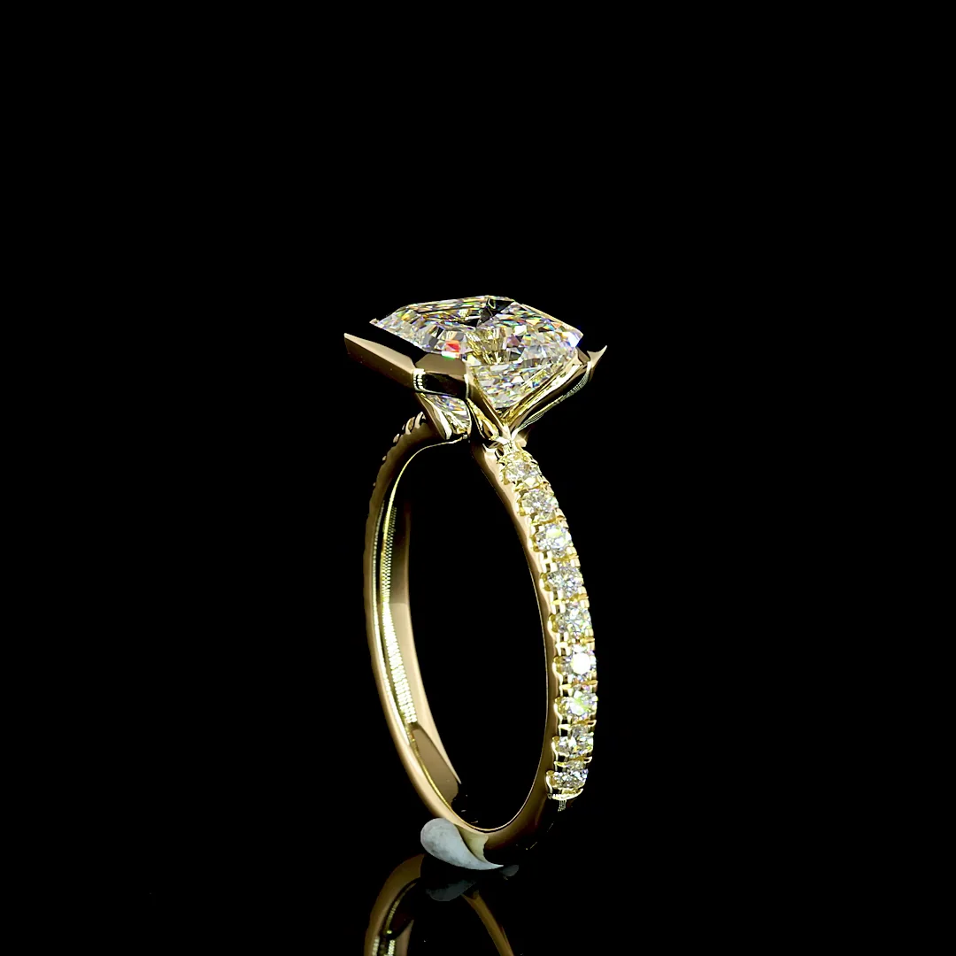 3.41 Cts 14k Yellow Gold Asscher Shape Hidden Halo Ring - Image 2