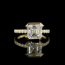 3.41 Cts 14k Yellow Gold Asscher Shape Hidden Halo Ring - Video
