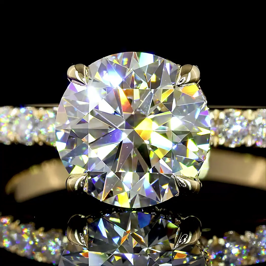 2.49 Cts 14k Yellow Gold Round Shape Hidden Halo Ring - Image 3