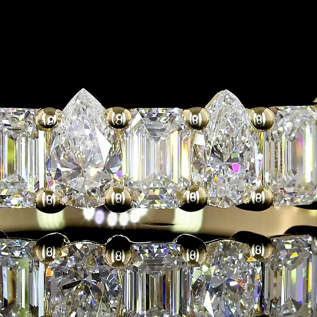 0.93 Cts 14k Yellow Gold Mix Shape 3/4 Band Eternity Band - Image 3