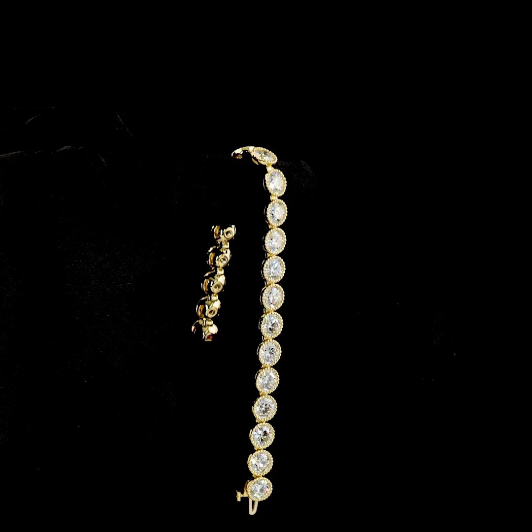 19.37 Cts 14k Yellow Gold Round Shape Tennis Bracelet - Image 3