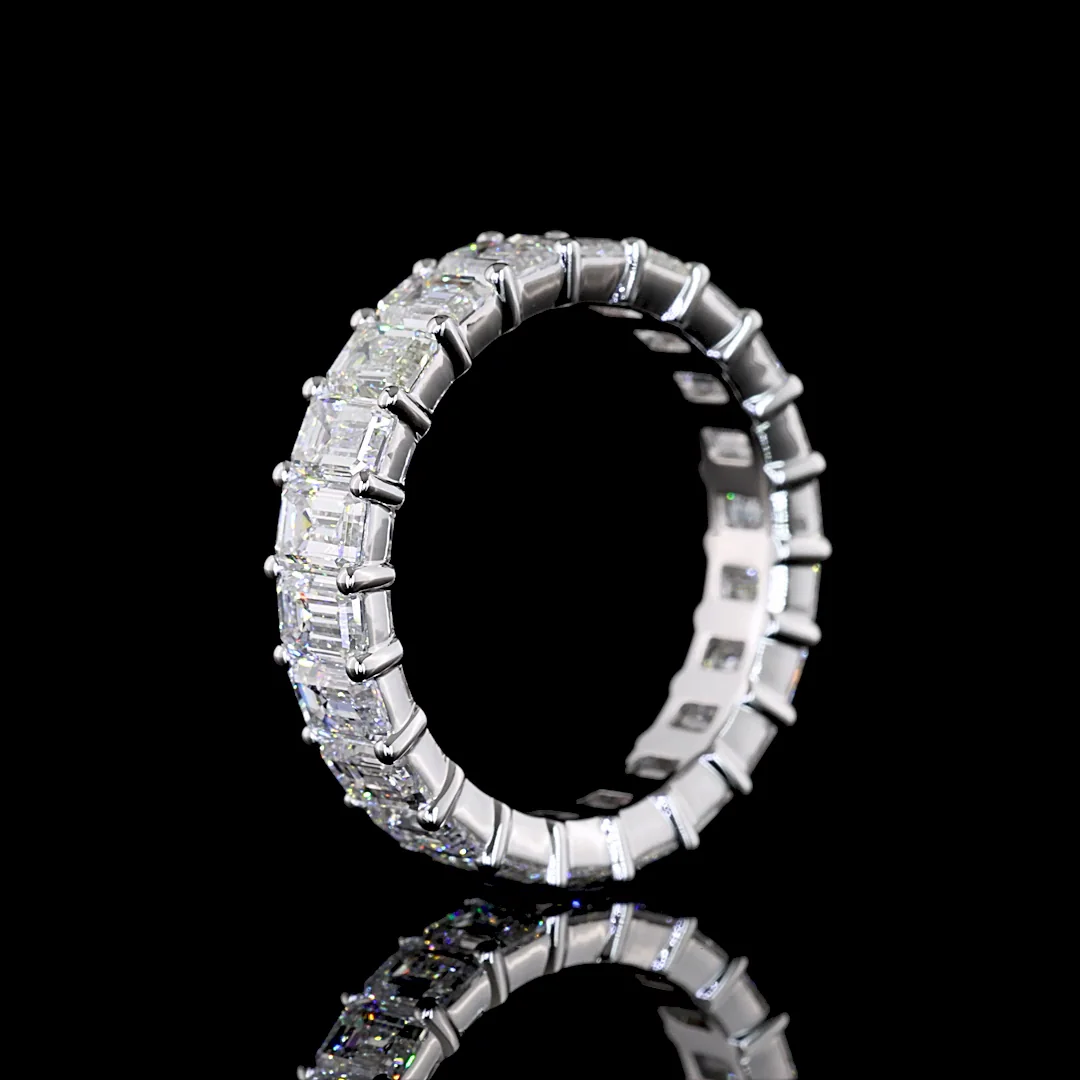 5.09 Cts 14k White Gold Emerald Shape Eternity Band Eternity Band - Image 4