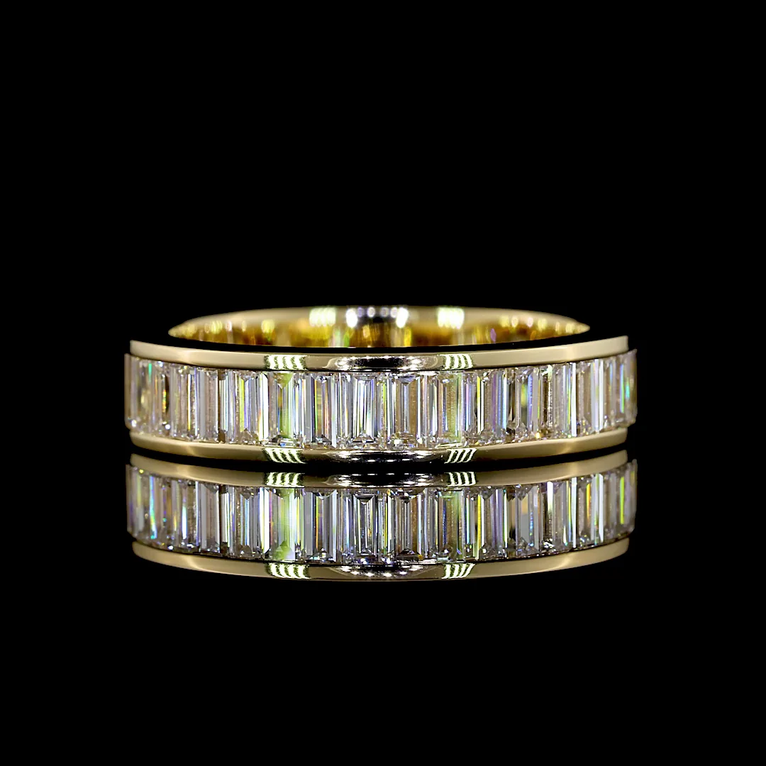 1.58 Cts 14k Yellow Gold Baguette Shape 3/4 Band Eternity Band - Video