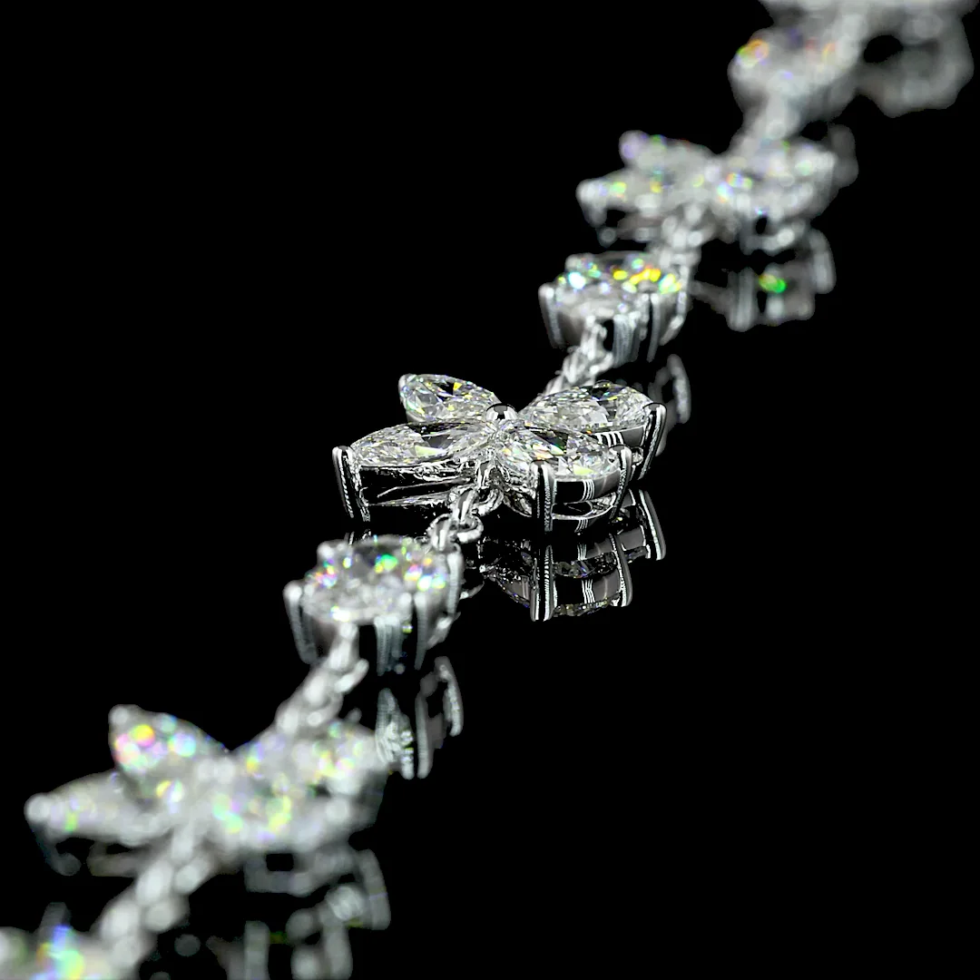 5.1 Cts 14k White Gold Mix Shape Station Necklace - Image 4