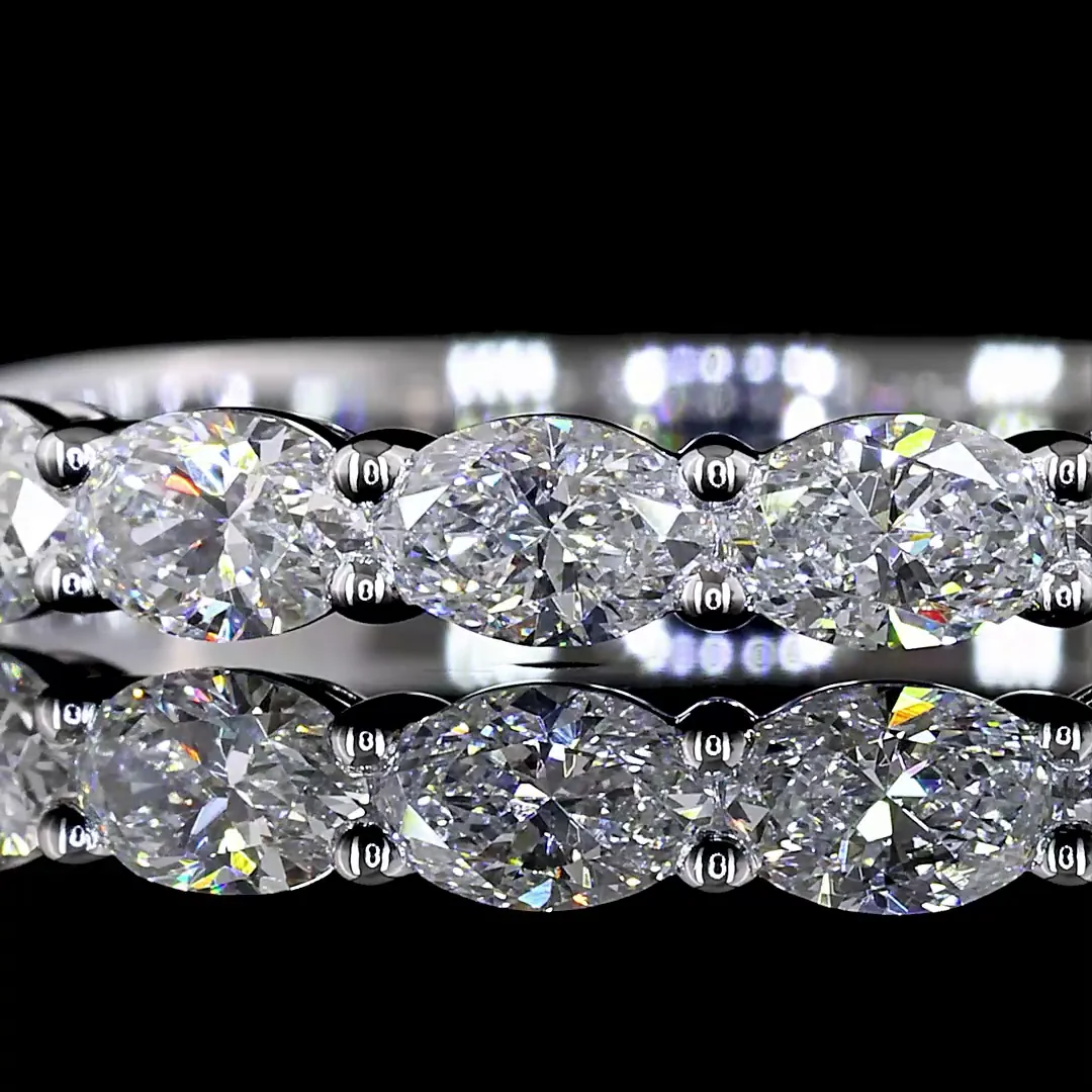 0.86 Cts 14k White Gold Oval Shape Half Eternity Eternity Band - Image 3