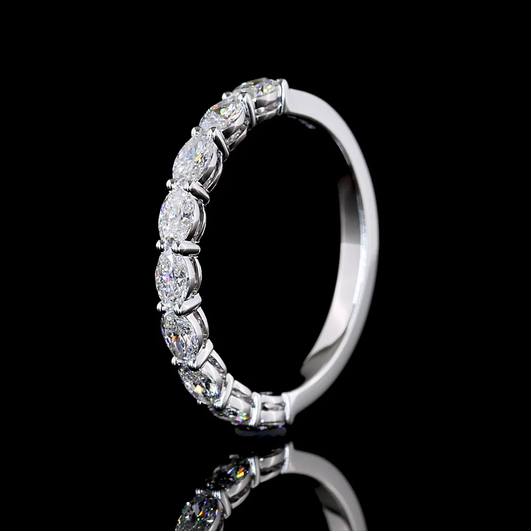 0.86 Cts 14k White Gold Oval Shape Half Eternity Eternity Band - Image 4