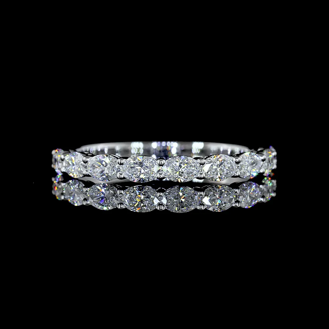 0.86 Cts 14k White Gold Oval Shape Half Eternity Eternity Band - Video