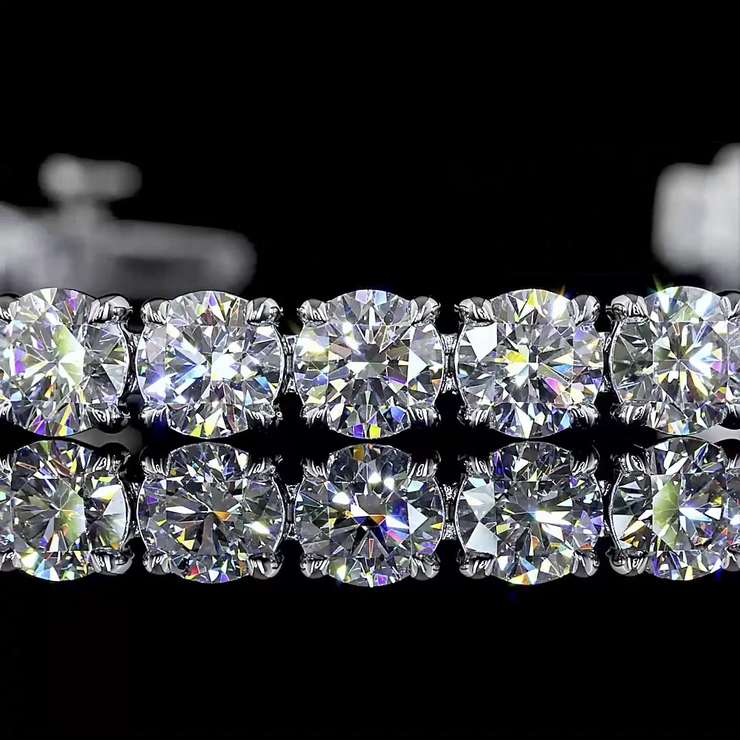 10.98 Cts 14k White Gold Round Shape Tennis Bracelet - Image 2