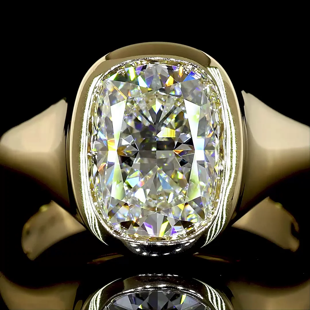 3.03 Cts 14k Yellow Gold Cushion Shape Solitaire Ring - Image 3