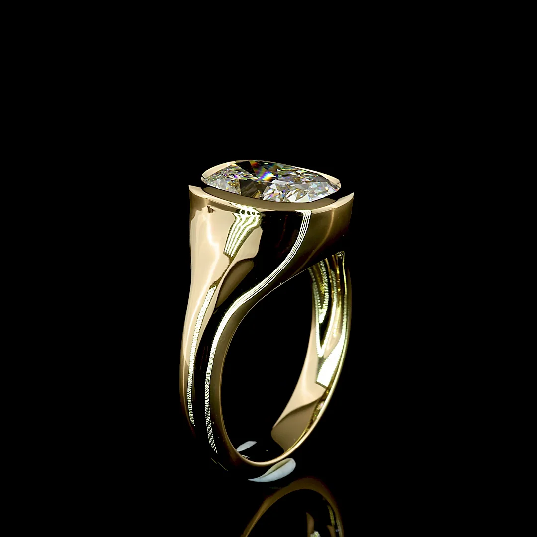 3.03 Cts 14k Yellow Gold Cushion Shape Solitaire Ring - Image 4