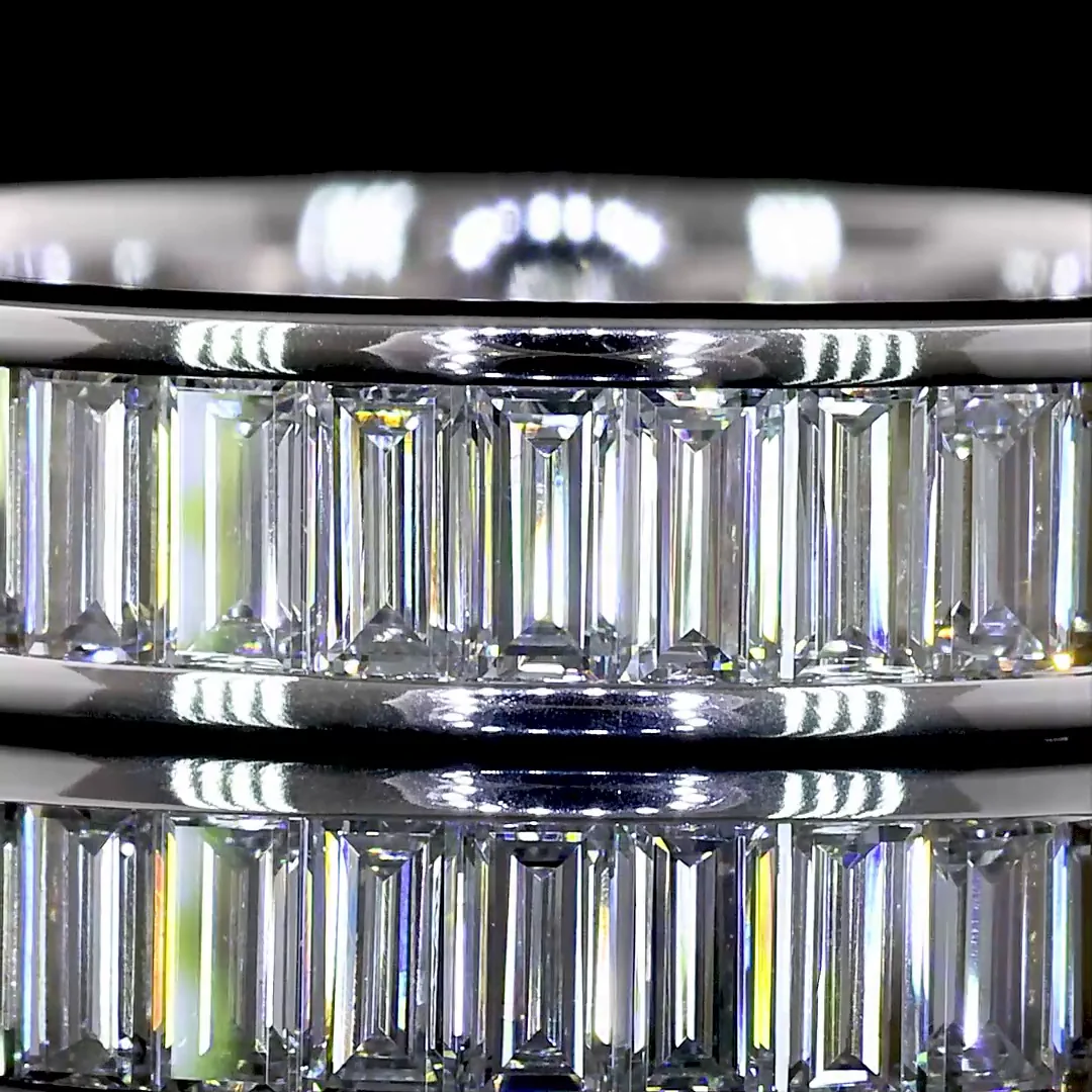 1.57 Cts 14k White Gold Baguette Shape 3/4 Band Eternity Band - Image 3