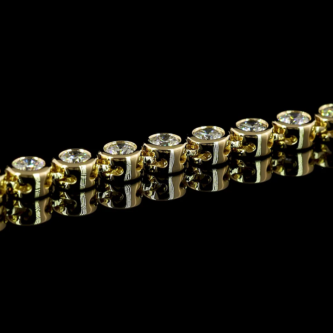 6.09 Cts 14k Yellow Gold Round Shape Tennis Necklace - Image 4