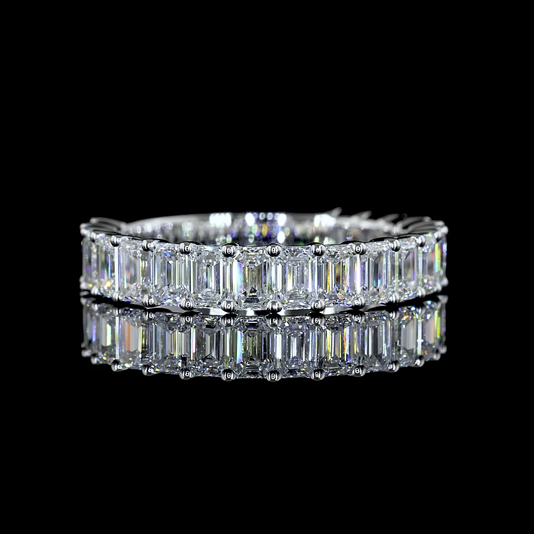 2.36 Cts 14k White Gold Emerald Shape 3/4 Band Eternity Band - Video