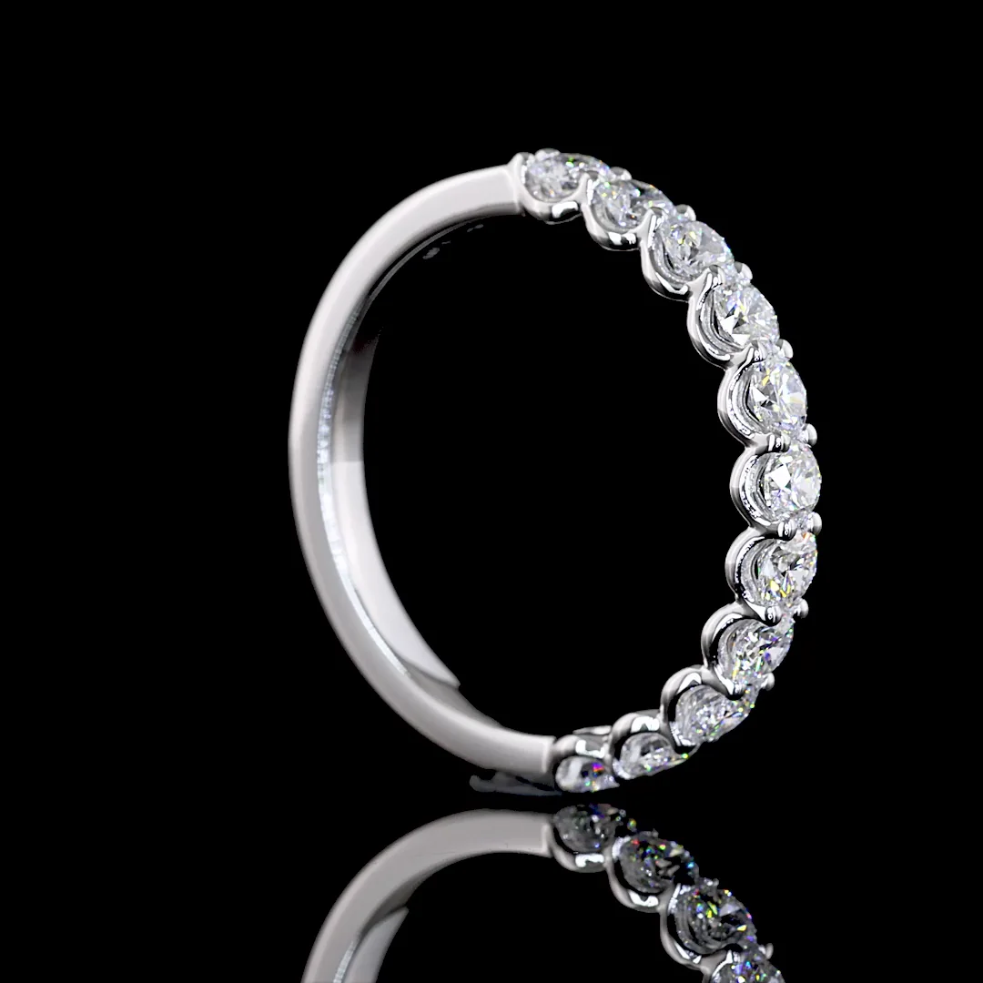 0.9 Cts 14k White Gold Round Shape Half Eternity Eternity Band - Image 2