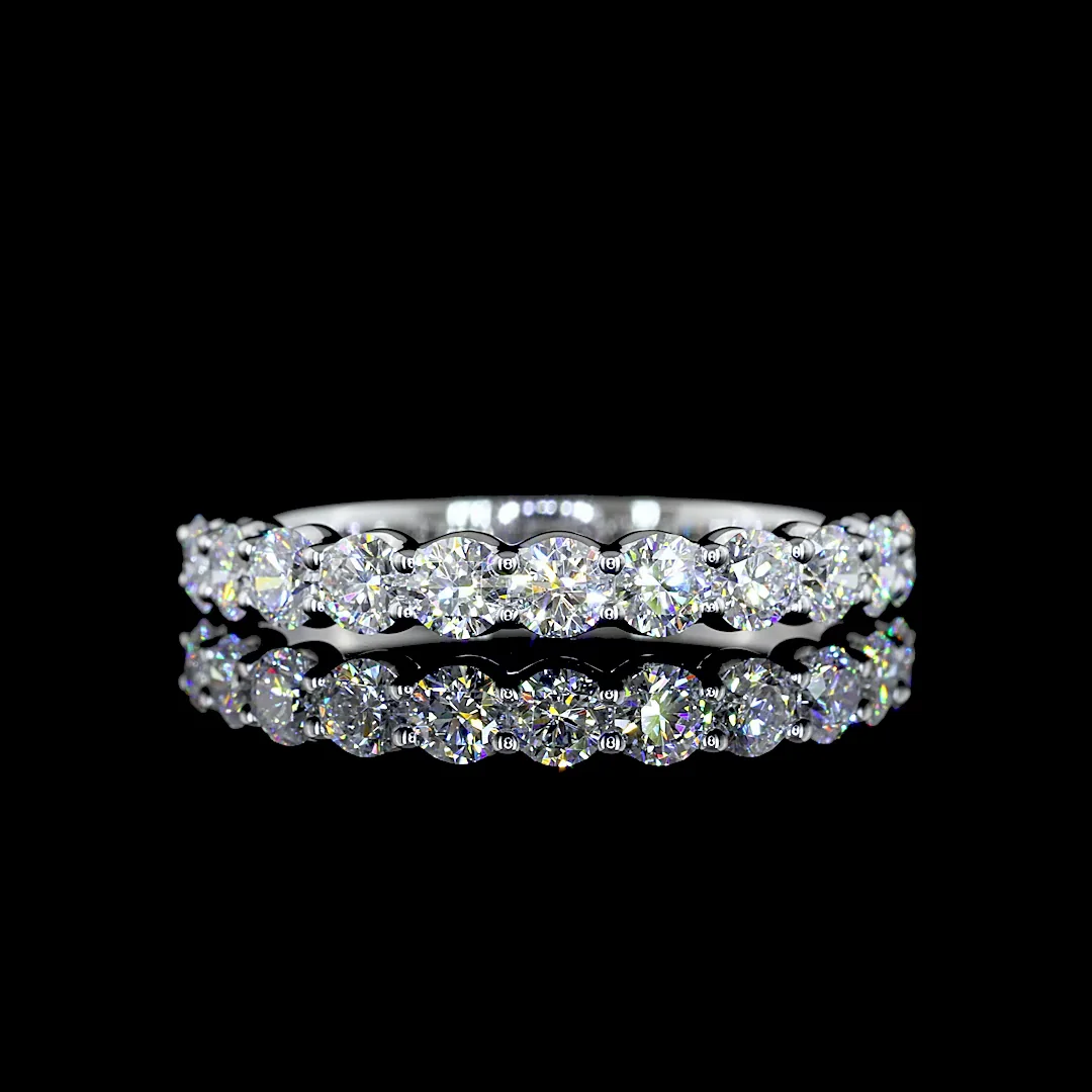 0.9 Cts 14k White Gold Round Shape Half Eternity Eternity Band - Video