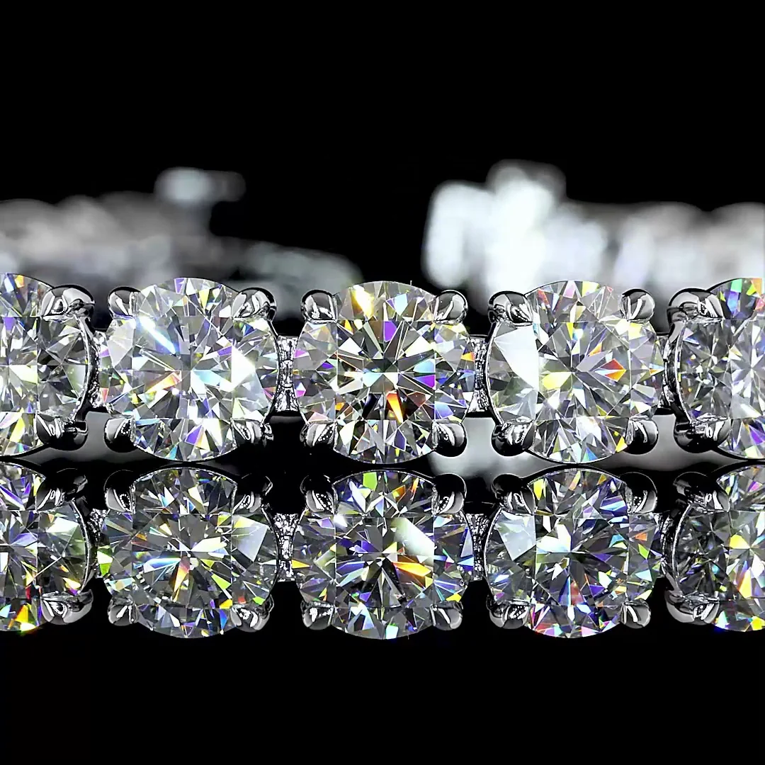 21.71 Cts 14k White Gold Round Shape Tennis Bracelet - Image 2