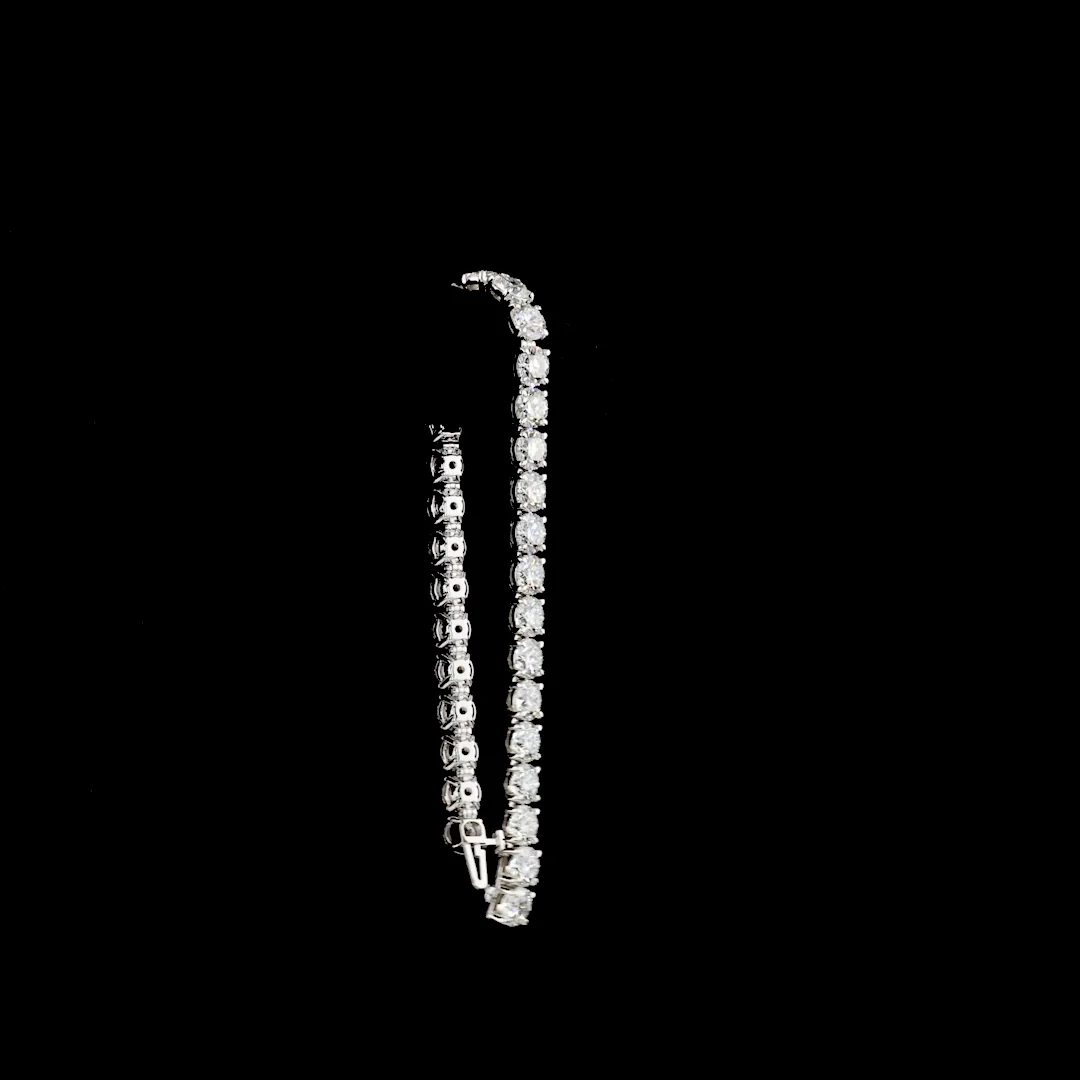 21.71 Cts 14k White Gold Round Shape Tennis Bracelet - Image 3